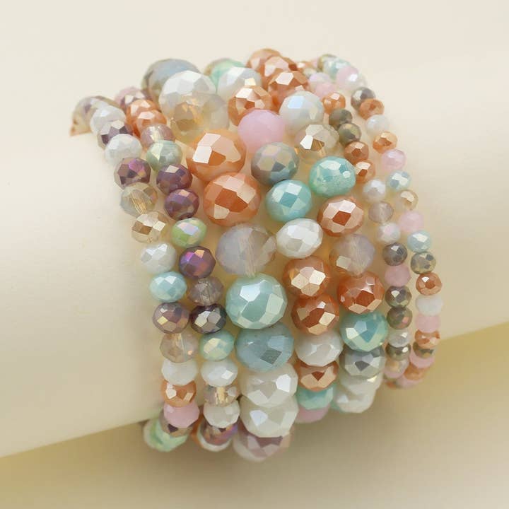 MiMi Wholesale - Wholesale Jewelry Set - CB2177 7 Piece Glass Beaded Bracelet Jewelry Set1