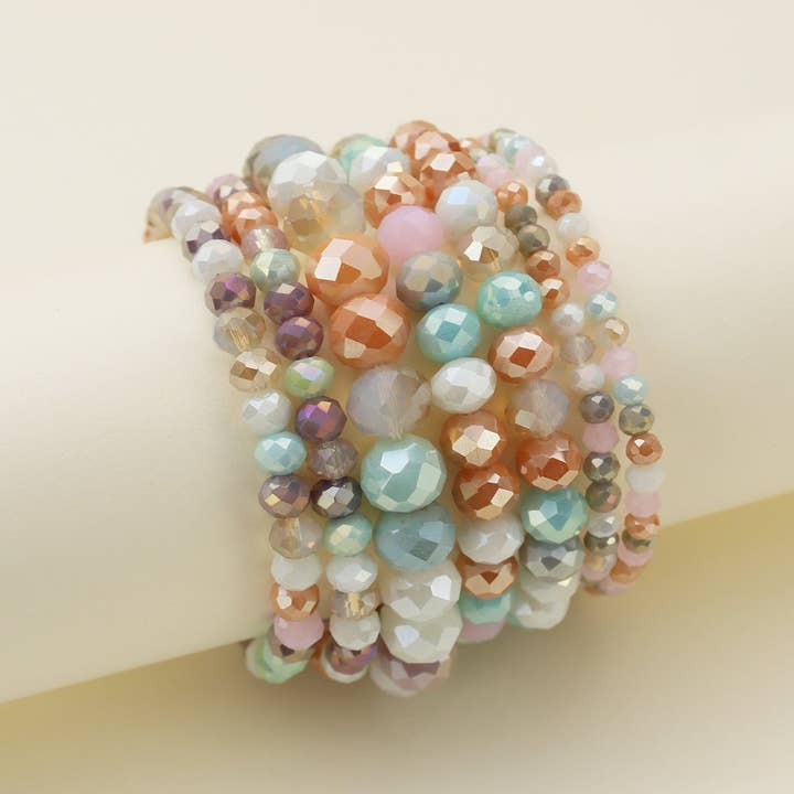 MiMi Wholesale - Wholesale Jewelry Set - CB2177 7 Piece Glass Beaded Bracelet Jewelry Set1