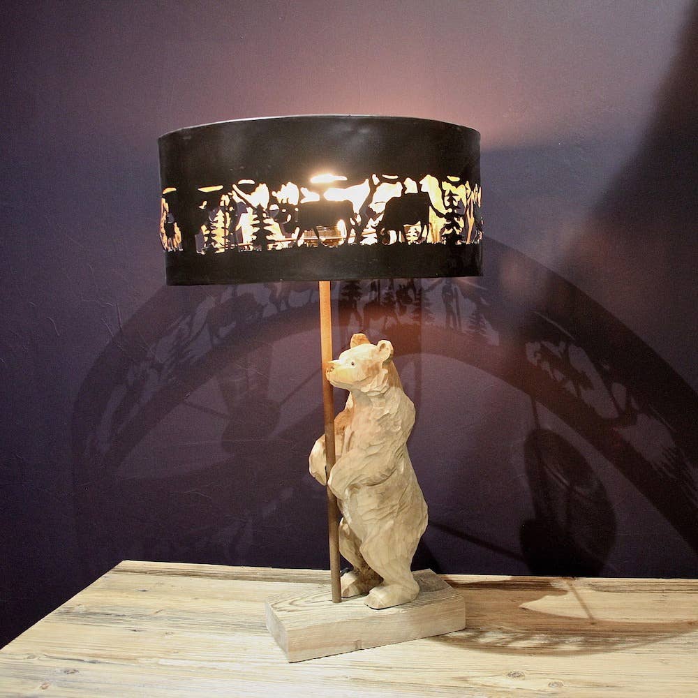 LES SCULPTEURS DU LAC - Wholesale Accent/Desk Lamp - COP'OW collection lamp base and its wooden bear1