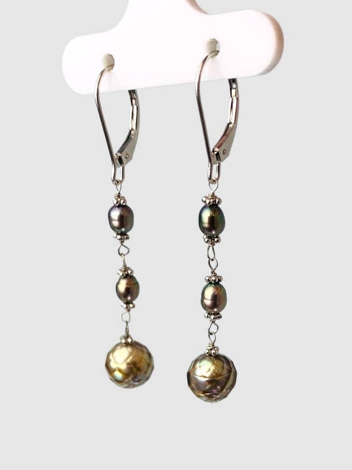 Rosenkranz-Ohrhänger mit 4 Steinen, braun, facettiert, 14 kW für den Großhandel von Raja Jewels