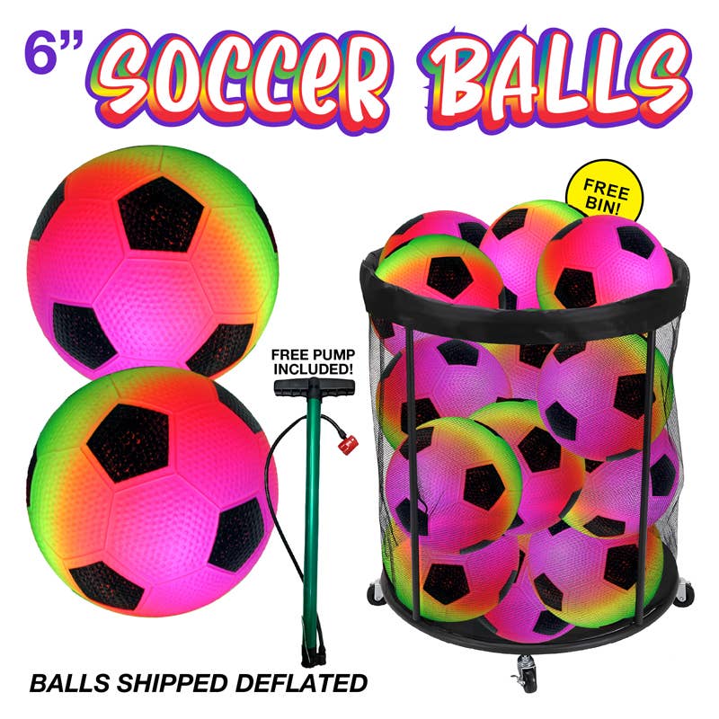 Deluxe Import Trading - Vendita all'ingrosso Palla sportiva - 200 palloni da calcio arcobaleno da 6" con contenitore a rulli0
