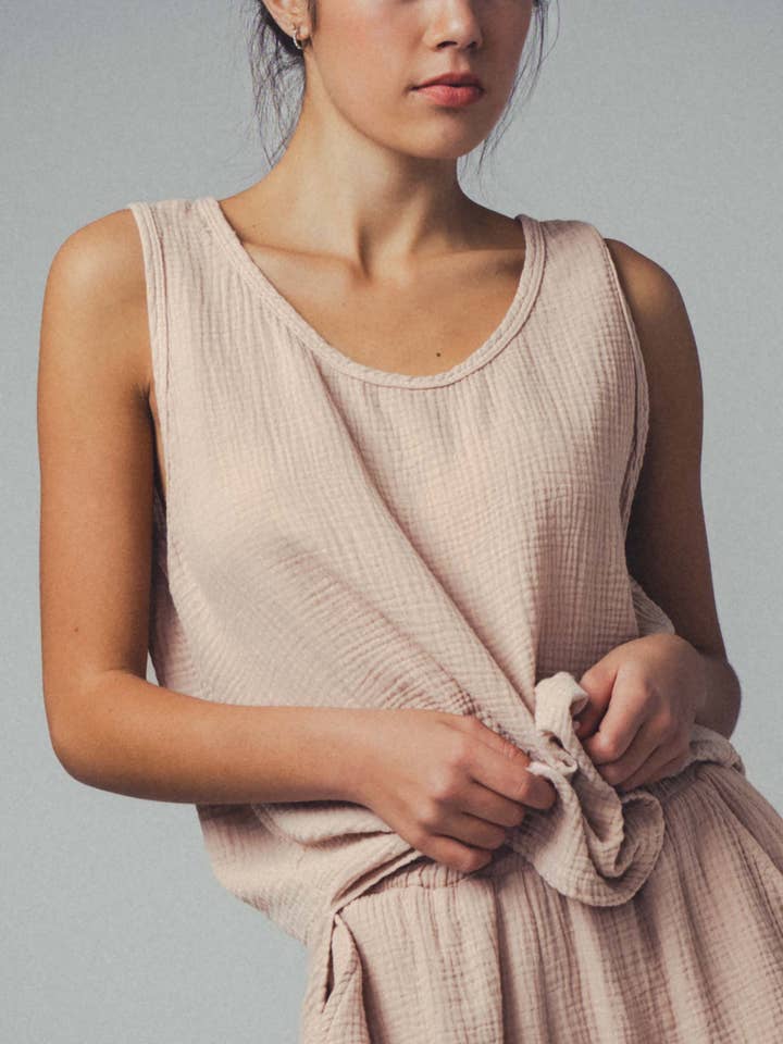 Urban Daizy - Wholesale Tank Top - Women's - Vintage Washed Double Gauze Tank Top5