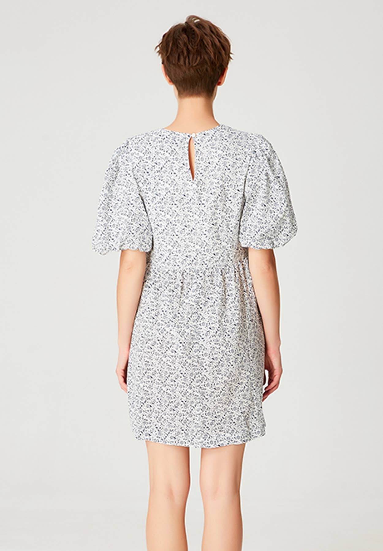 Smart and Joy - Wholesale Dress - Women's - Monochrome floral print A-line short dress9