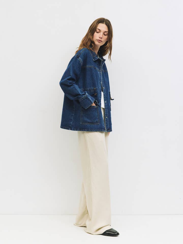 WASHED BLUE The Aster Jacket | Denim Drawstring Jacket for wholesale on Faire2