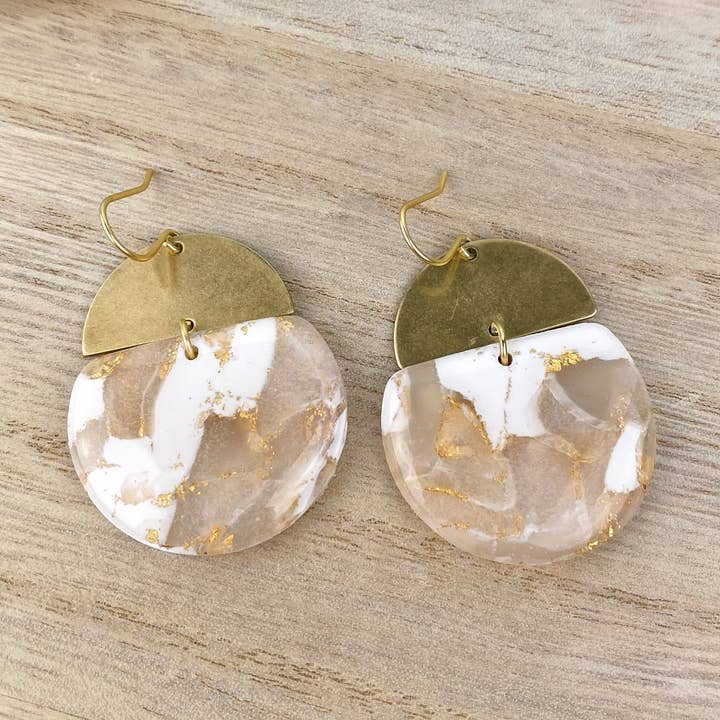 Light Shine - Wholesale Dangle Earrings - Kaija | Clay Drop Earring | White & Translucent Lightweight