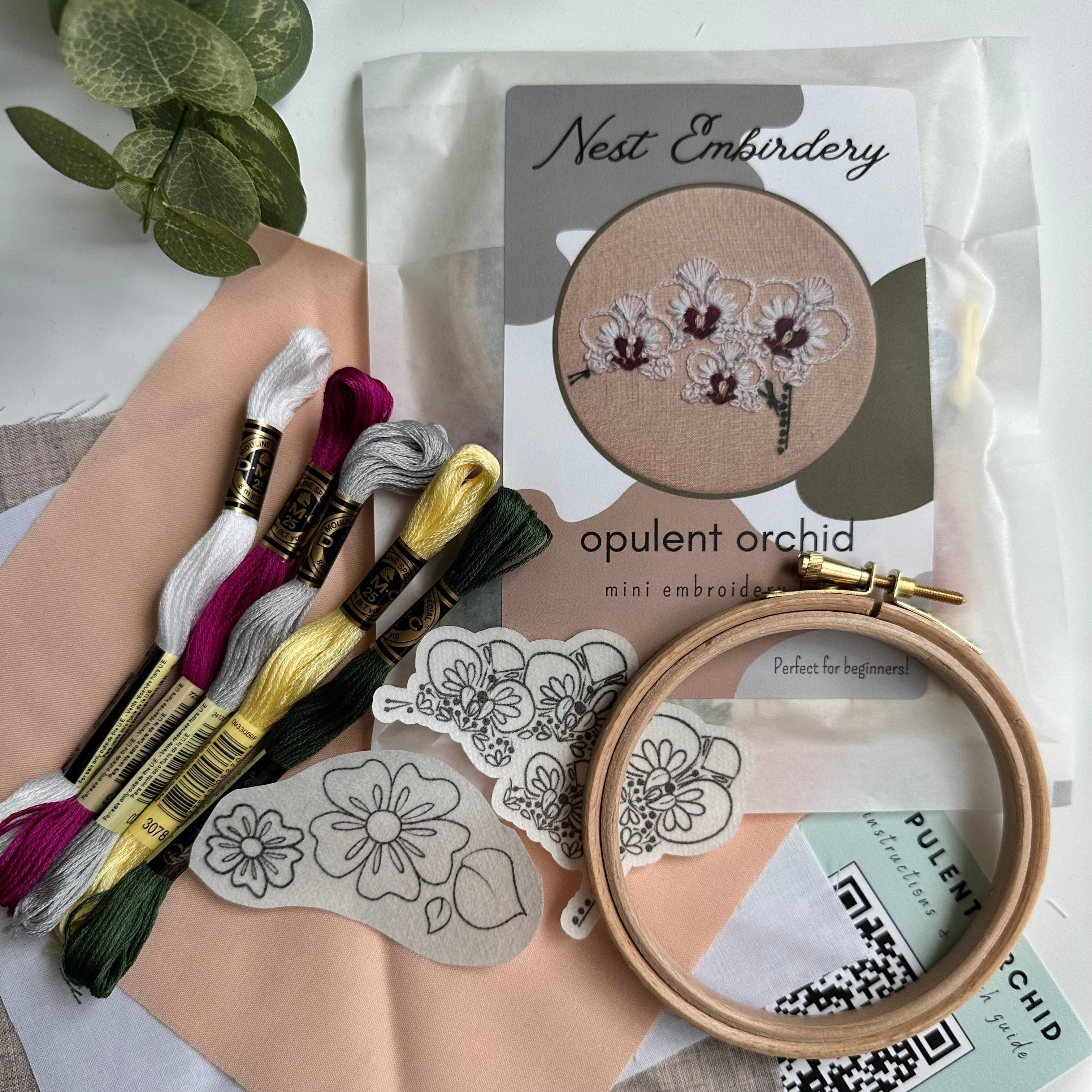 Nest Embirdery – wholesale Material för broderi/korsstygn – Opulent Orchid Mini Kit2