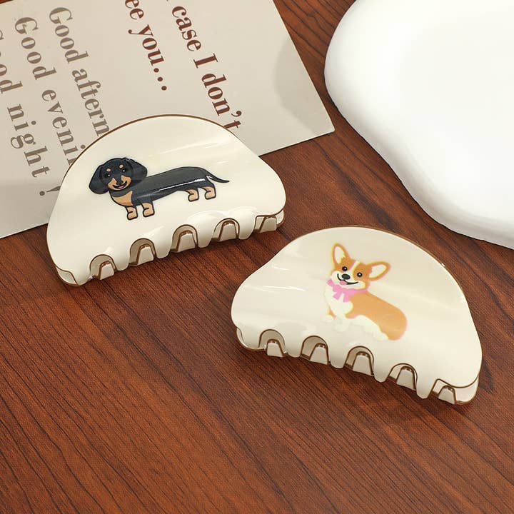 Adorable Dachshund & Corgi Dog Print Hair Clip for wholesale by SoapElenGlen