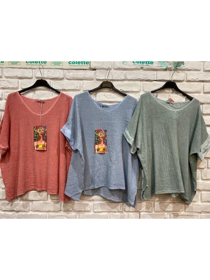 la maison des fibres naturelles - Venta al por mayor Camiseta - Mujer - Camiseta de mezcla de lino y algodón 10% lino 90% algodón 676318