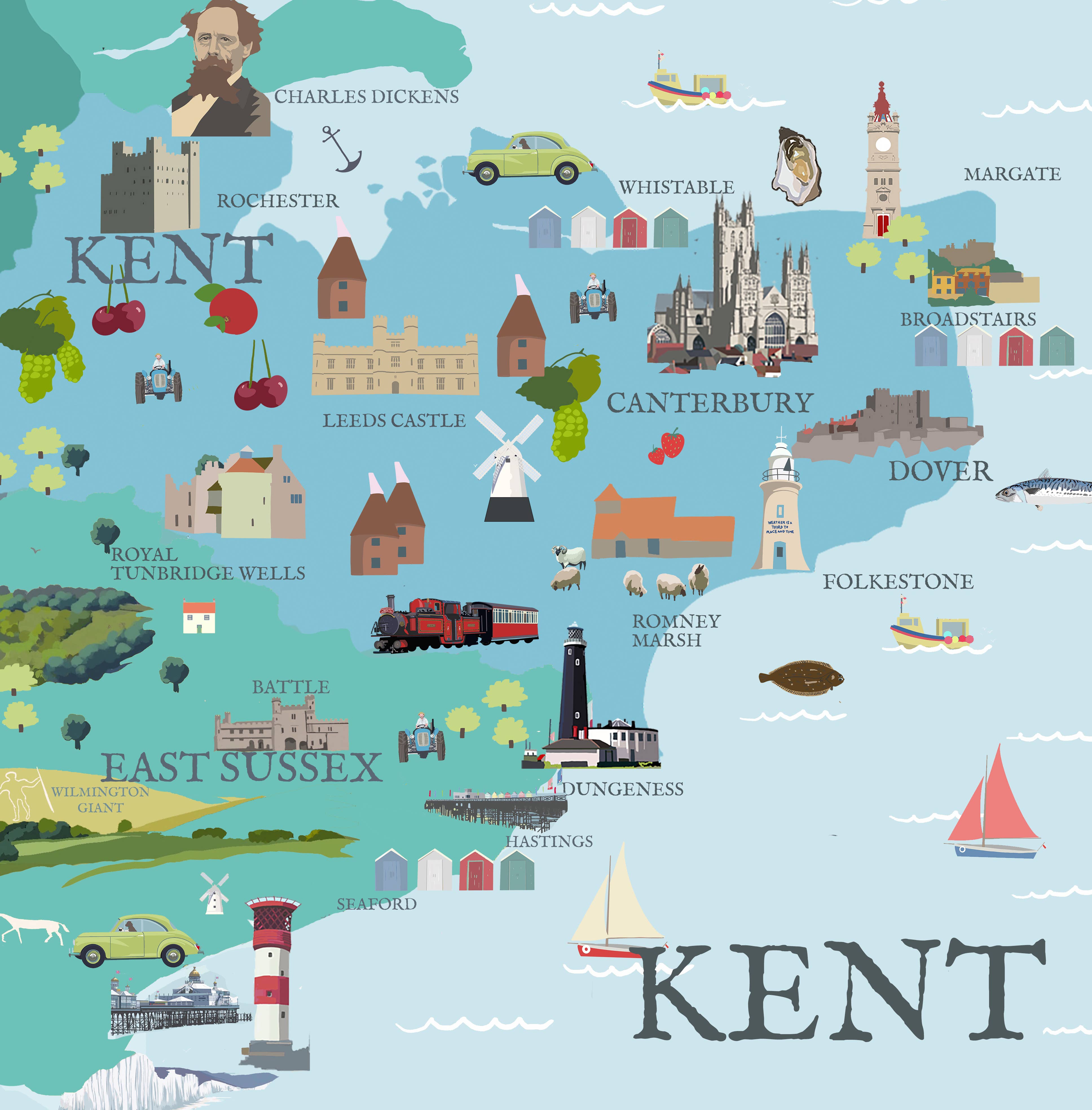 BETTY BOYNS MAPS - Vendita all'ingrosso Calamite - Magnete da Frigo con Mappa Illustrata50