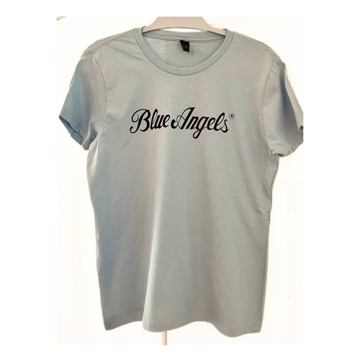 Blue Angels Script Logo T-Shirt - Light Blue for wholesale by She Said It.