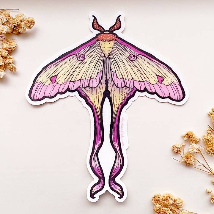 Autocollant en vinyle transparent de papillon de lune chinois pour la vente par Alum and Ink