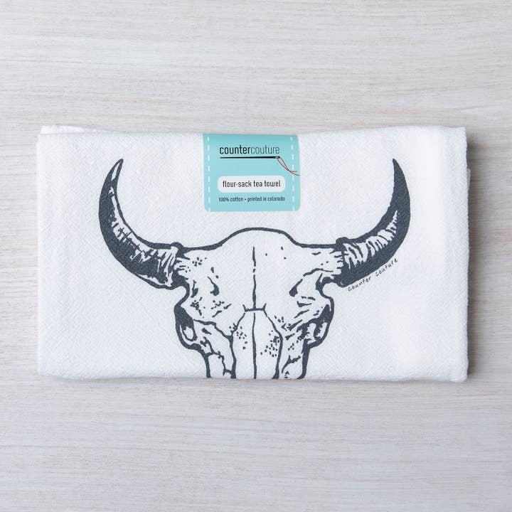 Counter Couture - Wholesale Tea Towel - Buffalo Skull Tea Towel | Made in USA 1