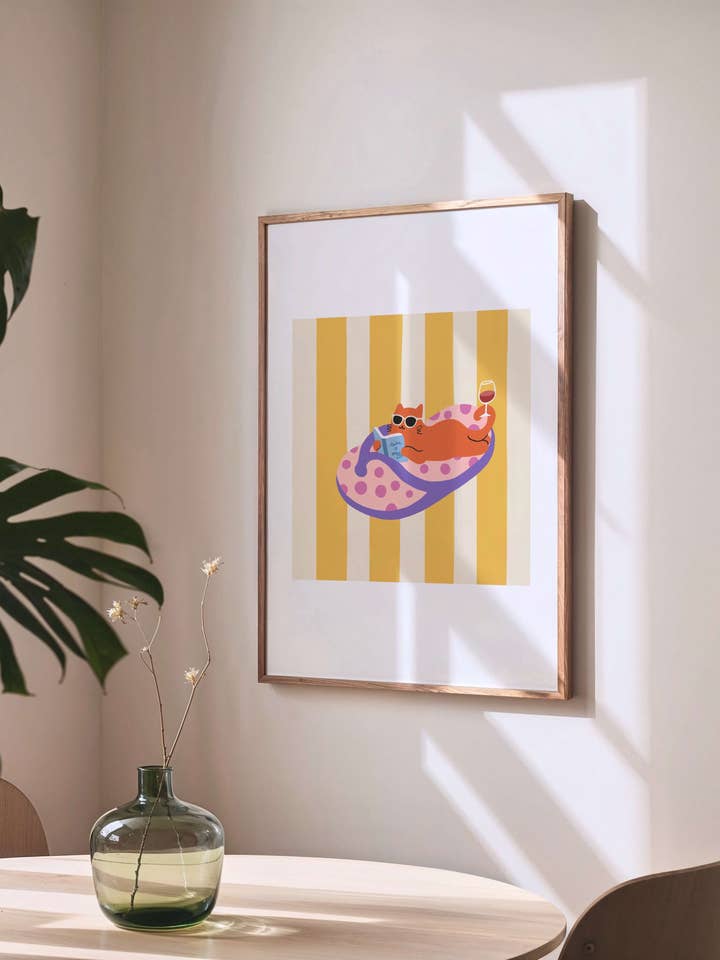 "Take It Easy – Slipper Life Series" Matted Print with Island Vibes for wholesale by Angela Wan Art