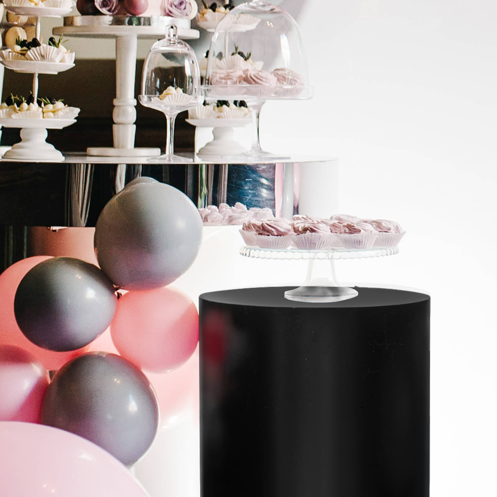 Portofino International Trading, USA - Wholesale Retailer Display Stand/Case - Metal Cylinder Pedestals Display 3pc/set - Matte Black3