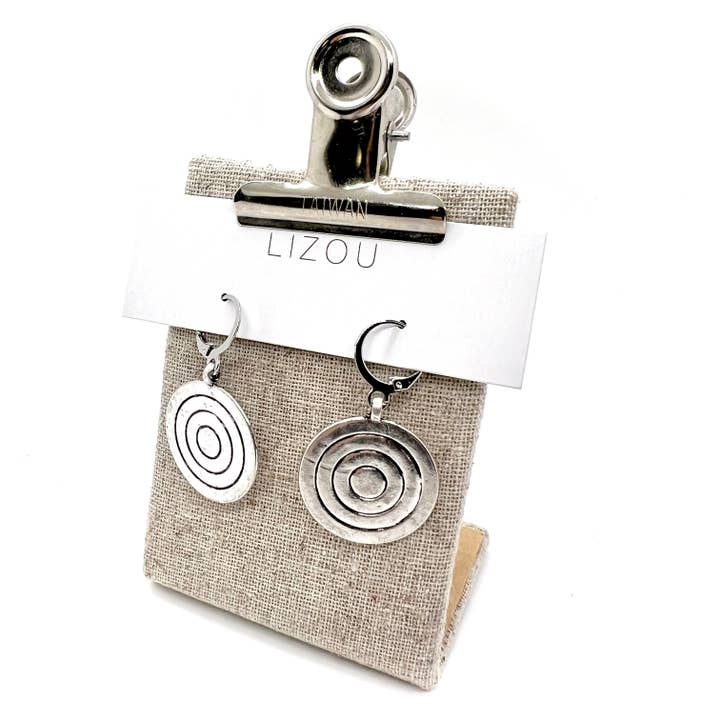 Silver Target Small Earrings - E9-032 for wholesale by LIZOU