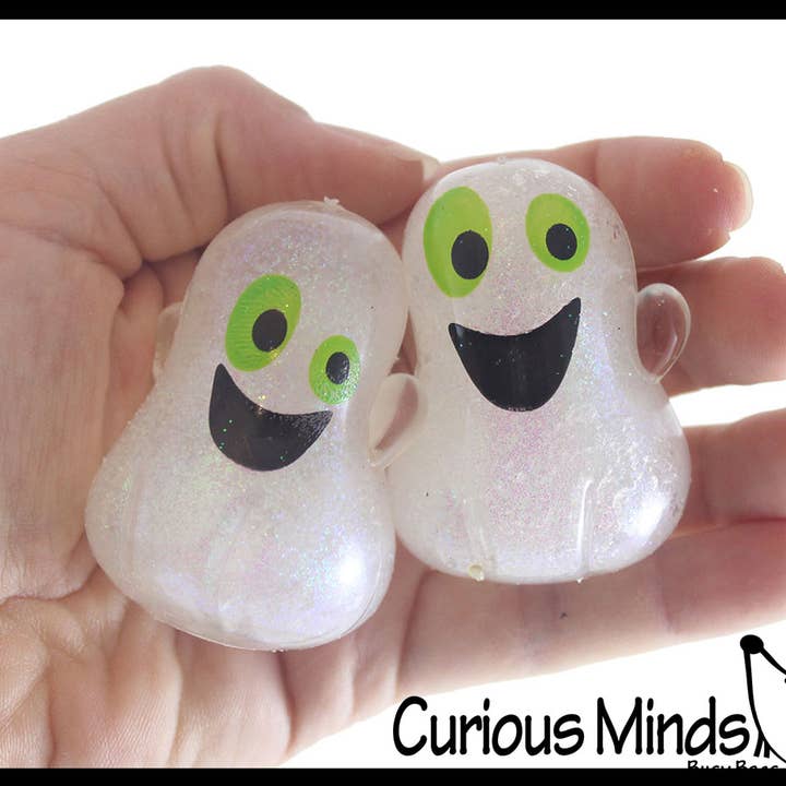 Curious Minds Toys - Wholesale Stress Relief Ball/Dough - 1 Glitter Gel Ghost Stress Balls - Sticky Ghosts Squeeze Fi4