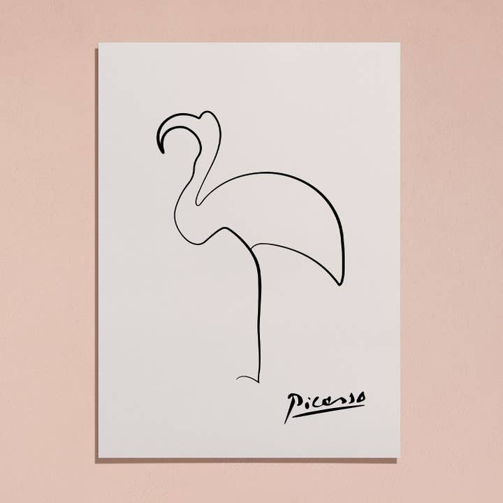Sugar & Canvas – Impressão artística por atacado – Pablo Picasso Flamingo Linha Desenho Arte Print P351