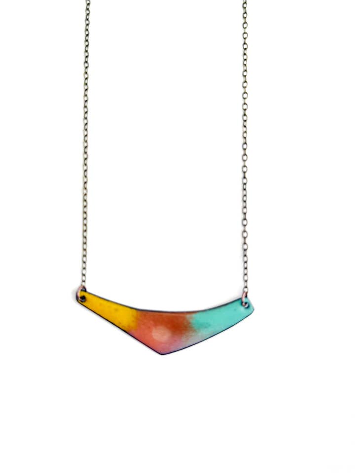 Triangle Curved Enamel Necklace for wholesale by Courtney Fischer Jewelry