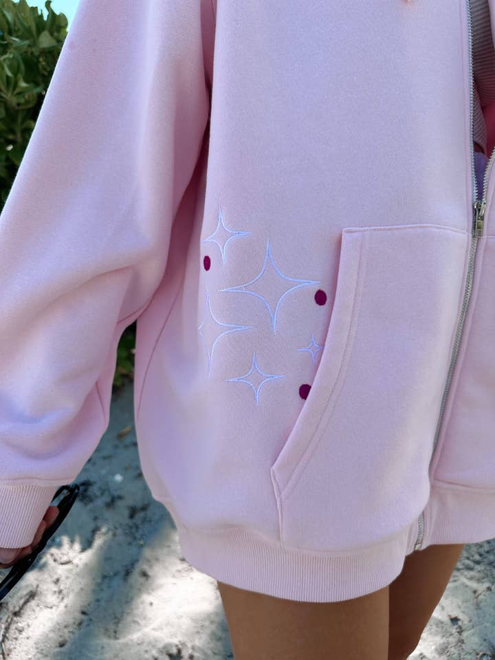LIGHT PINK Sunset Rays Zip-Up Hoodie for wholesale on Faire