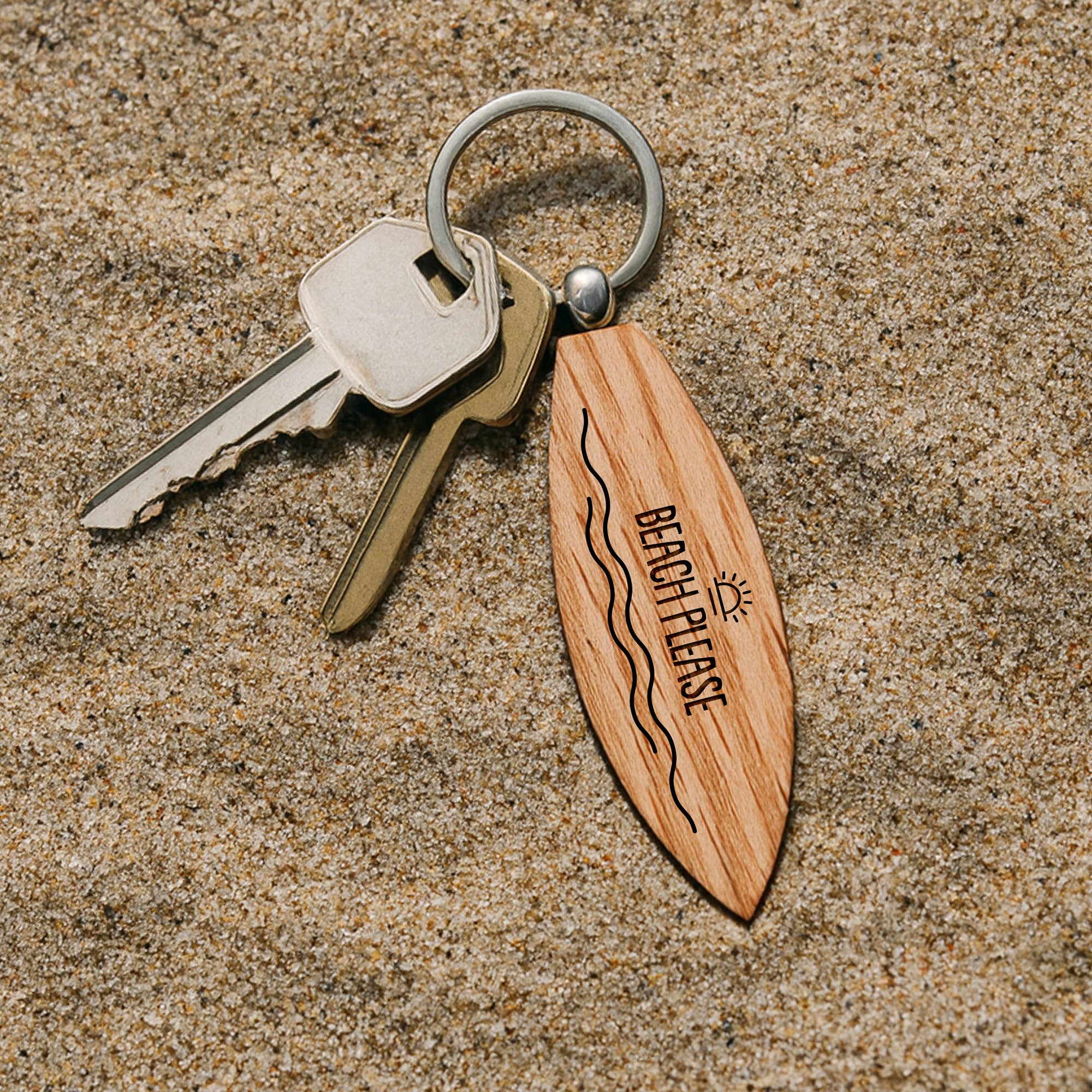 CGB Giftware - Wholesale Keychain - Unisex - Loft 'Beach Please' Oak Surfboard Keyring0
