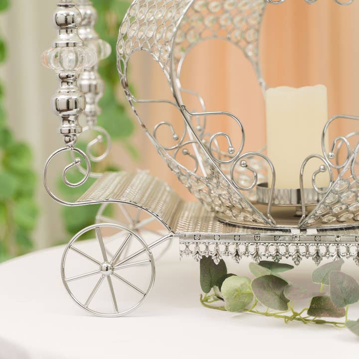 Crystal Beaded Pumpkin Carriage Centerpiece - Silver for wholesale on Faire