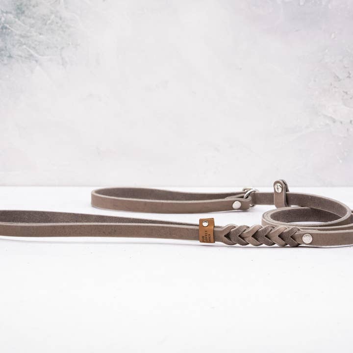 FOR LOVELY DOGS - Wholesale Pet Leash - Dog - Leather Dog Leash Sand Grey