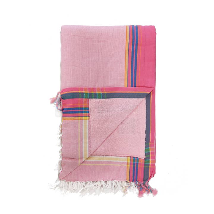 Swahili Coast – Großhandel Badetuch – Babyrosa kenianisches Strandtuch mit Tasche