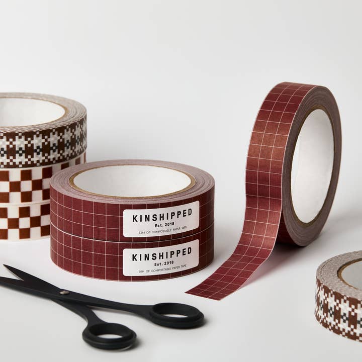 PAPER TAPE - BURGUNDY/RUSSET GRID for wholesale by Kinshipped