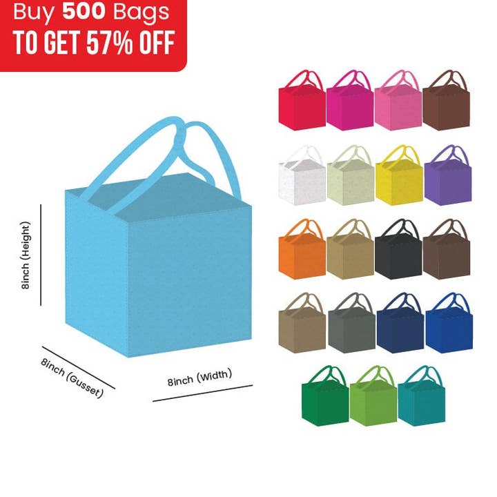 Non Woven Totes - Wholesale Tote Bag - Unisex - Custom Printed Non-Woven Bakery Tote Bags - 8x8x8 | Squared Tote Bags