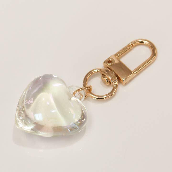 Key/Bag Charm | Iridescent Heart. Clear for wholesale by La-a SOLE