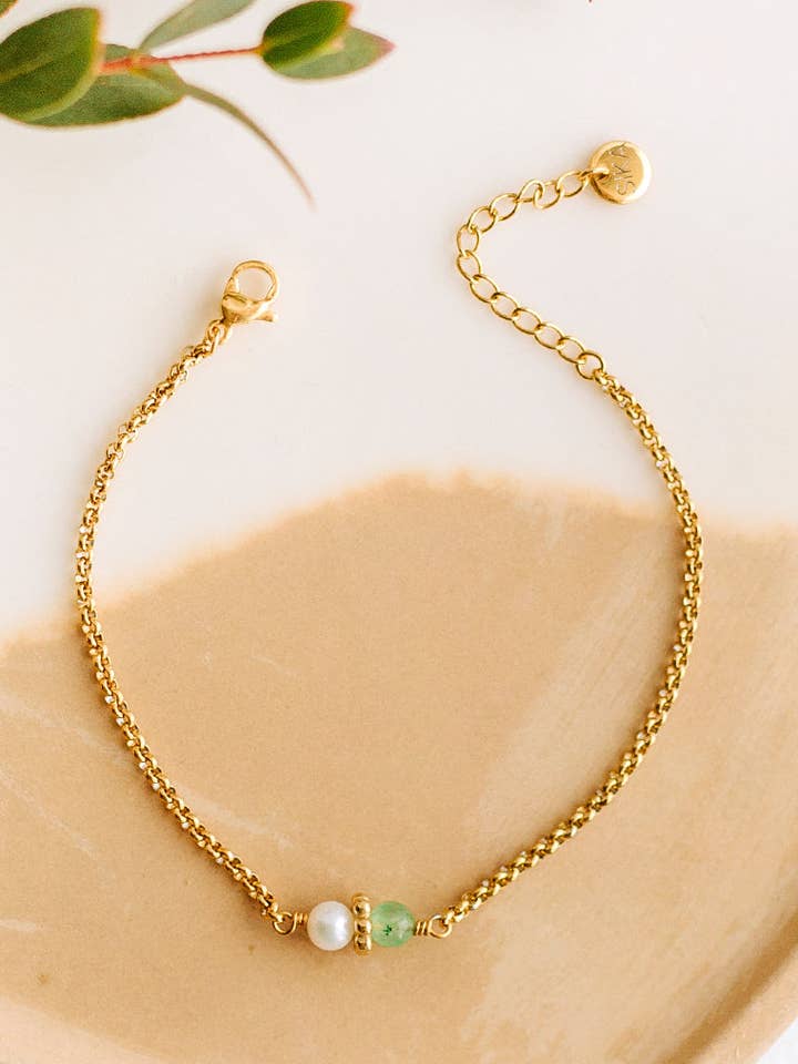 Tisha bracelet - Aventurine & Freshwater Pearl for wholesale by SIKA BIJOUX