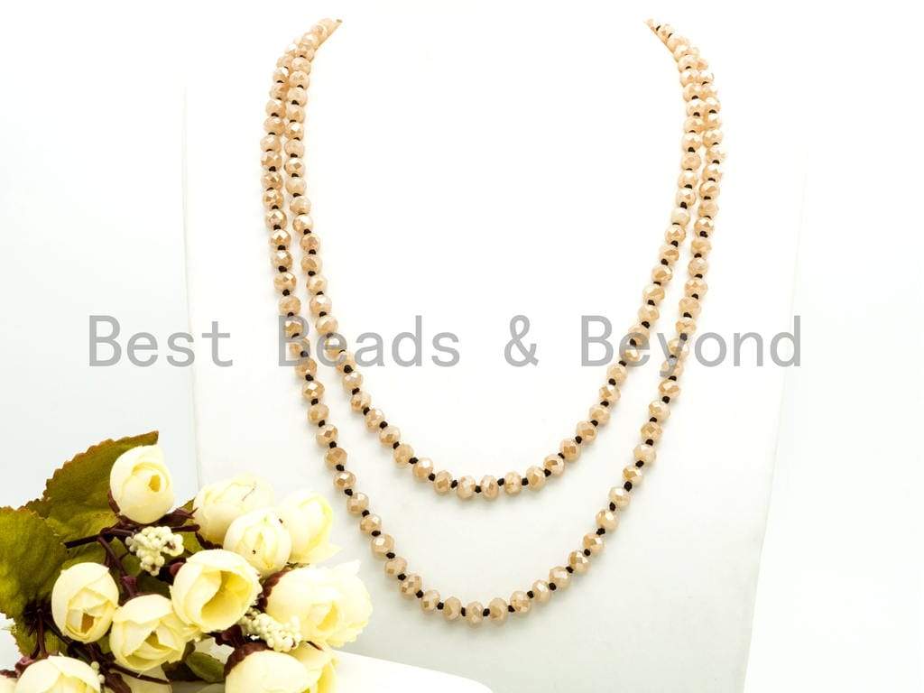 BestBeads&Beyond – wholesale Beaded/pearl necklace – 60" Extra Long Knotted Crystal Necklace3