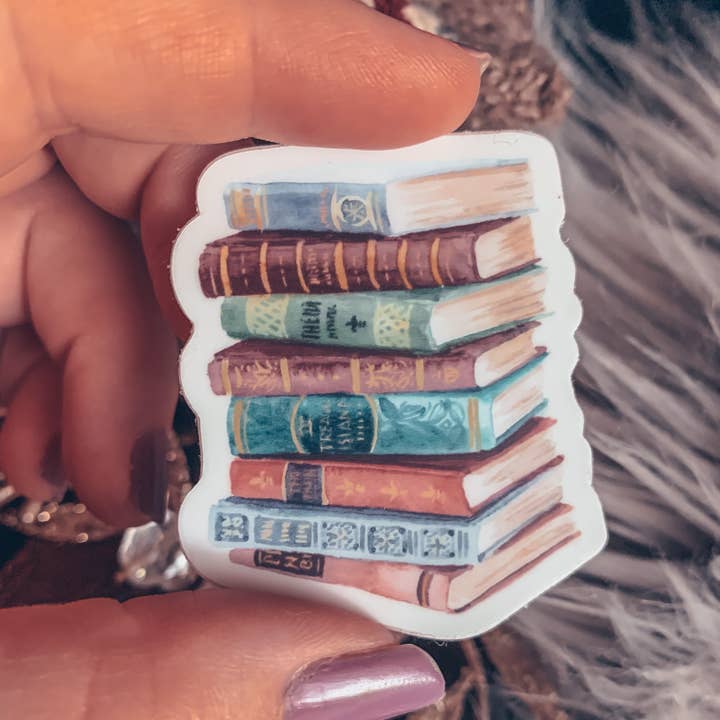 Mirkwood Scribes - Wholesale Sticker - Bookstack Watercolor Sticker, Vinyl Literary Laptop Decal1