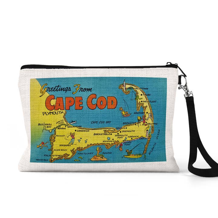 Daisy Mae Designs - Wholesale Pouch - Unisex - Cape Cod Massachusetts Postcard Wristlet Travel Pouch