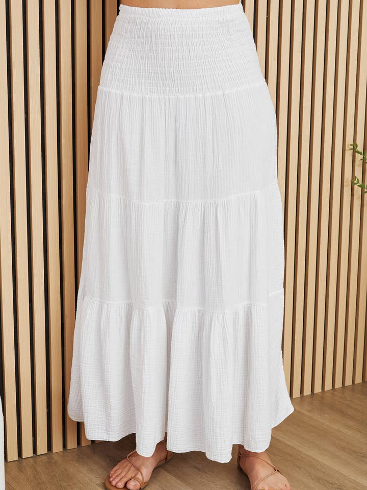 TIERED COTTON GAUZE SKIRT (113016) for wholesale by MILIO MILANO