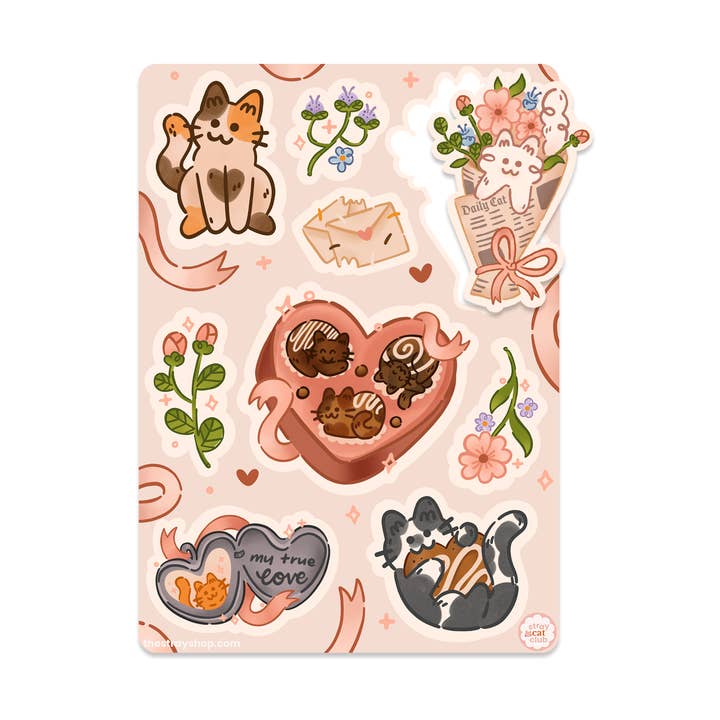 Purrfectly Yours Sticker Sheet for wholesale by The Stray Shop