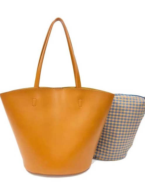 Plaid Contrast Market Tote - BTT19161 for wholesale by KATIE Q