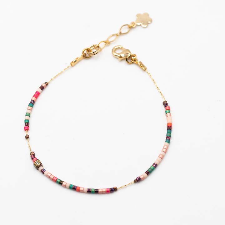 Delikat ultra-fine farverige minimalistisk armbånd/fint forgyldt kæde/japansk Miyuki glasperler/fransk håndlavede skabelse for engroshandel hos Atelier Vivienne