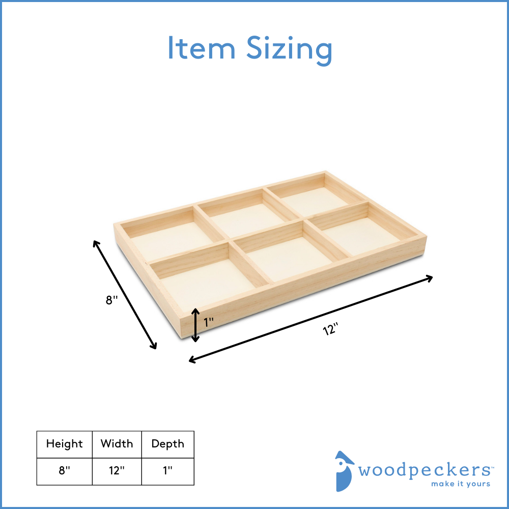 Woodpeckers Crafts - Wholesale Serving Tray - Rectangle 6-Section Tray4