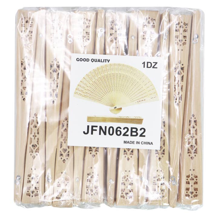 Cap Zone - Wholesale Handheld Folding Fan - Hollow Laser Cut Wooden Handheld Fan - No Box