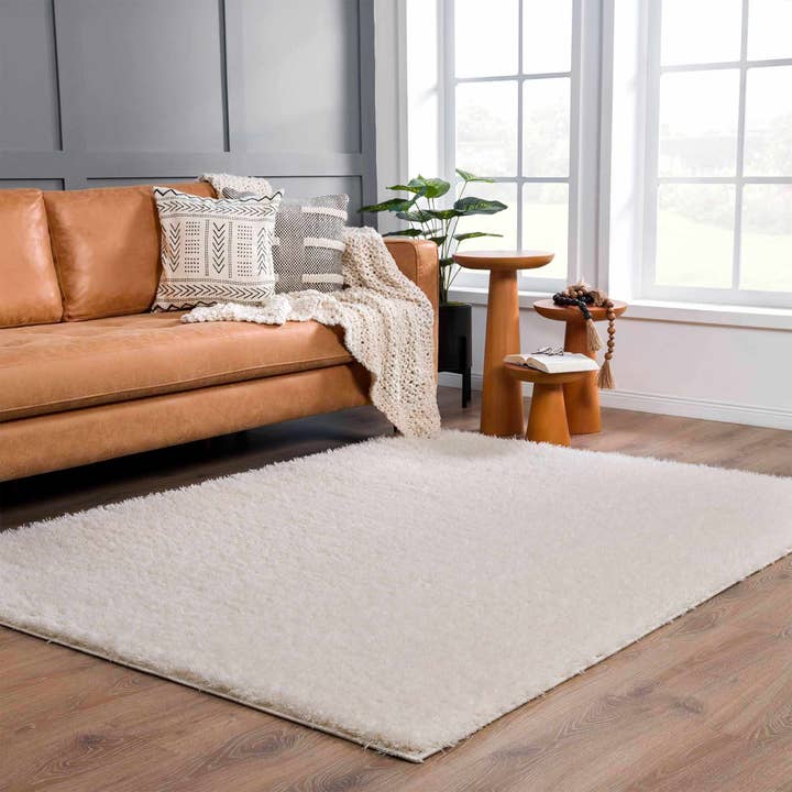 Hauteloom - Wholesale Area Rug - Faina Solid Cream Shag Rug Washable19