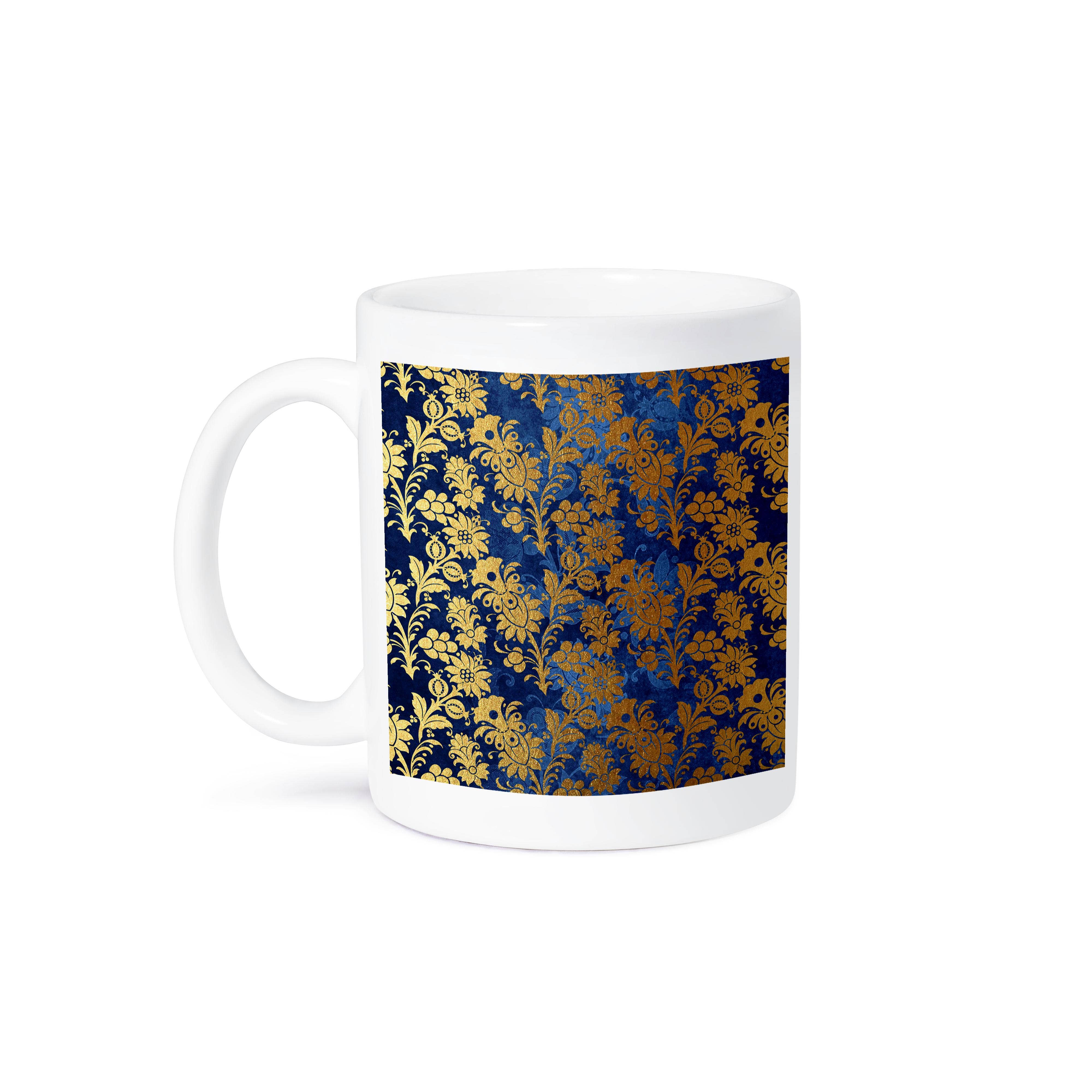 3dRose - Wholesale Coffee Mug - 3dRose, Blue and Gold Floral Damask Over Damask , Mug8