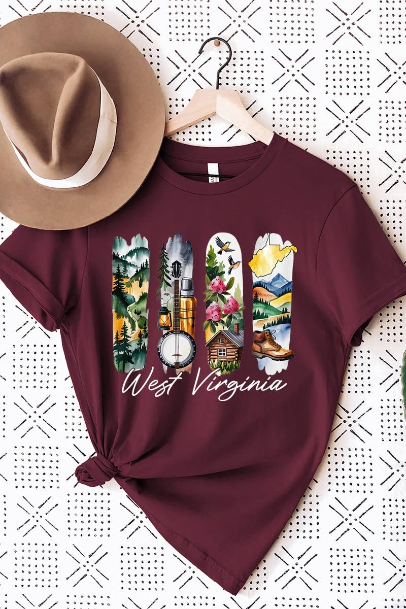 COLORBEAR - Wholesale T-Shirt (Graphic) - Women's - West Virginia State Brushstroke Graphic Tee9