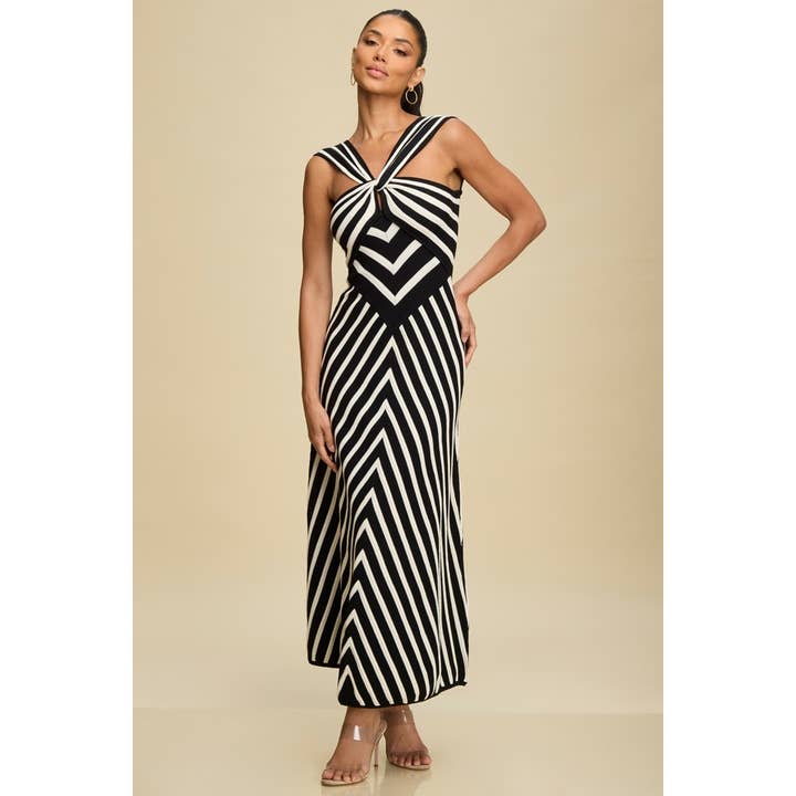 STRIPED KNIT MIDI DRESS for wholesale by Luxxel