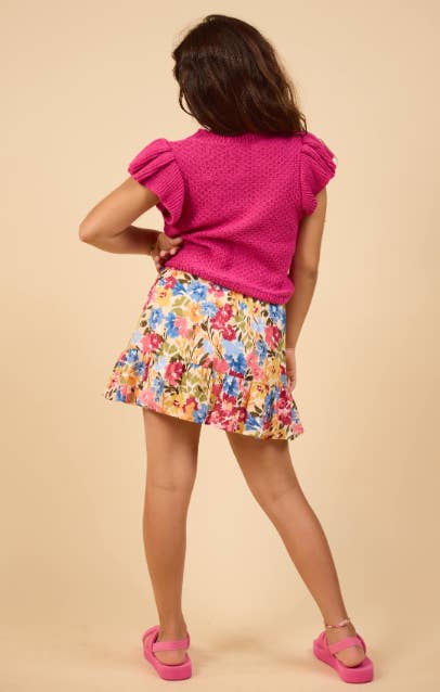 Sadie & Sage - Wholesale Knit Sweater - Kids - Tween Pearl Ruffle Cap Slv Sweater : BERRY7