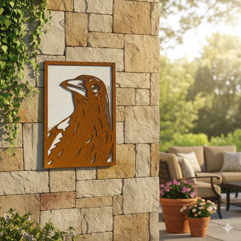 vidh imports - Wholesale Garden gnome - Framed Magpie Metal Wall Art Home Garden Lasercut Sculpture 1