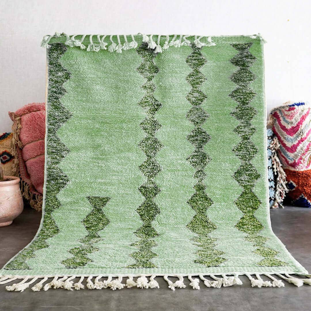 Moroccan Woven Treasures – wholesale Area rug – Handwoven Green Moroccan Rug, Berber Shag Rug, Area Rug0