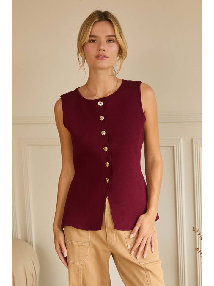 SKIES ARE BLUE - Wholesale Knit Top - Women's - Sleeveless Sweater Knit Peplum Top2