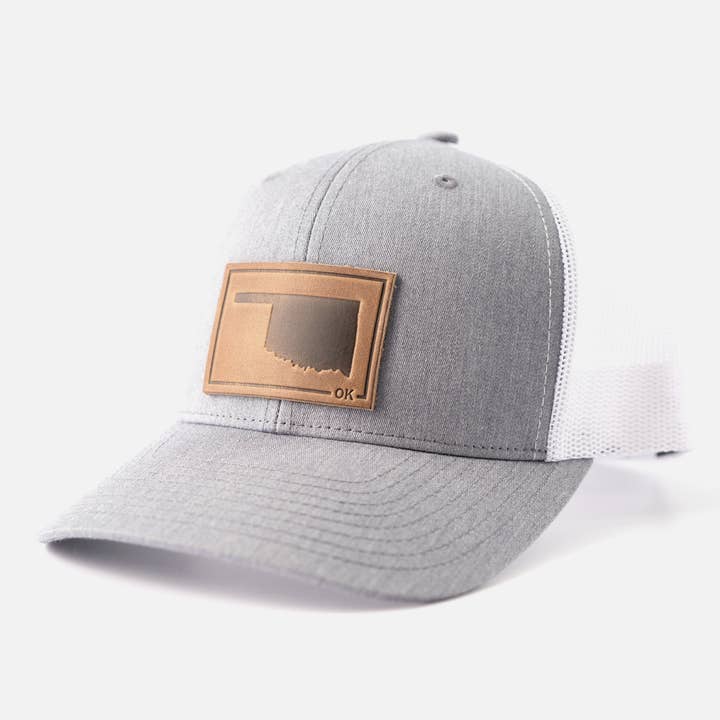 Range Leather Co. - Wholesale Trucker Hat - Unisex - Oklahoma Silhouette Hat | Leather Patch Trucker Hat1