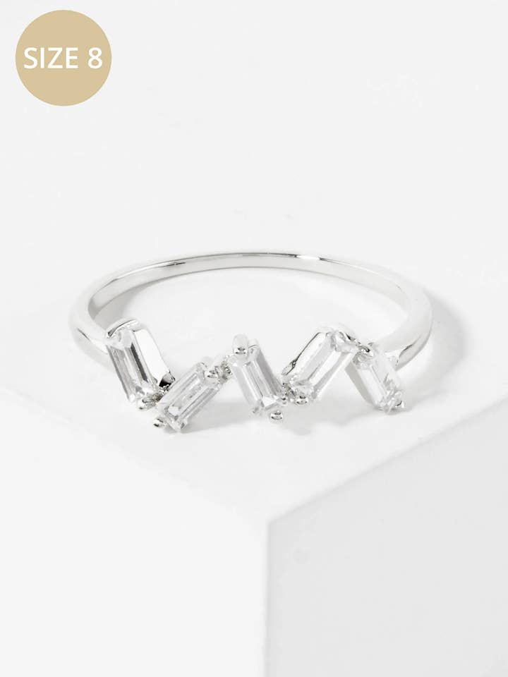 18K-vergoldeter Zickzack-Baguette-CZ-Ring für den Großhandel von Wild Honey